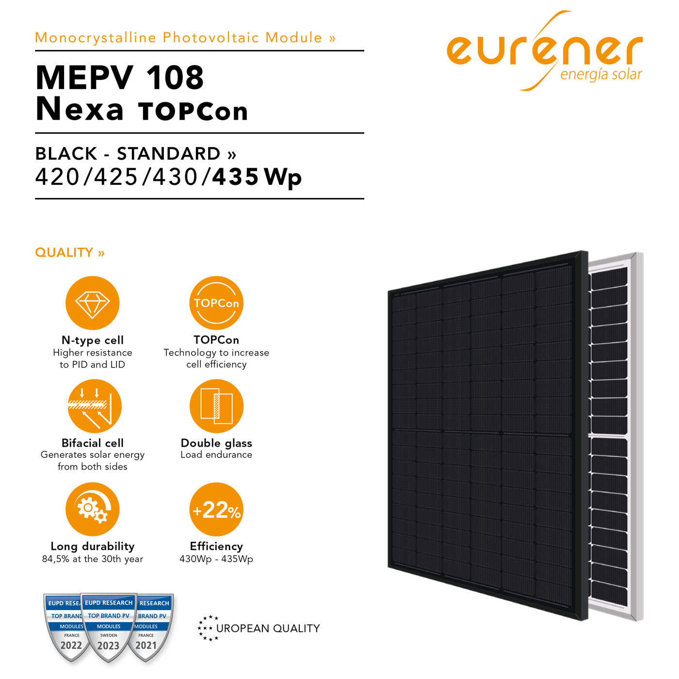 Eurener MEPV 108 Nexa TOPCon solar panel